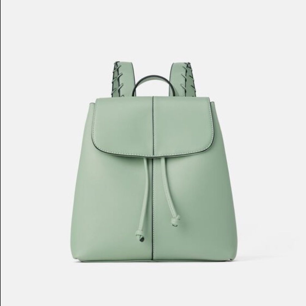 Zara sea green backpack with eyelets